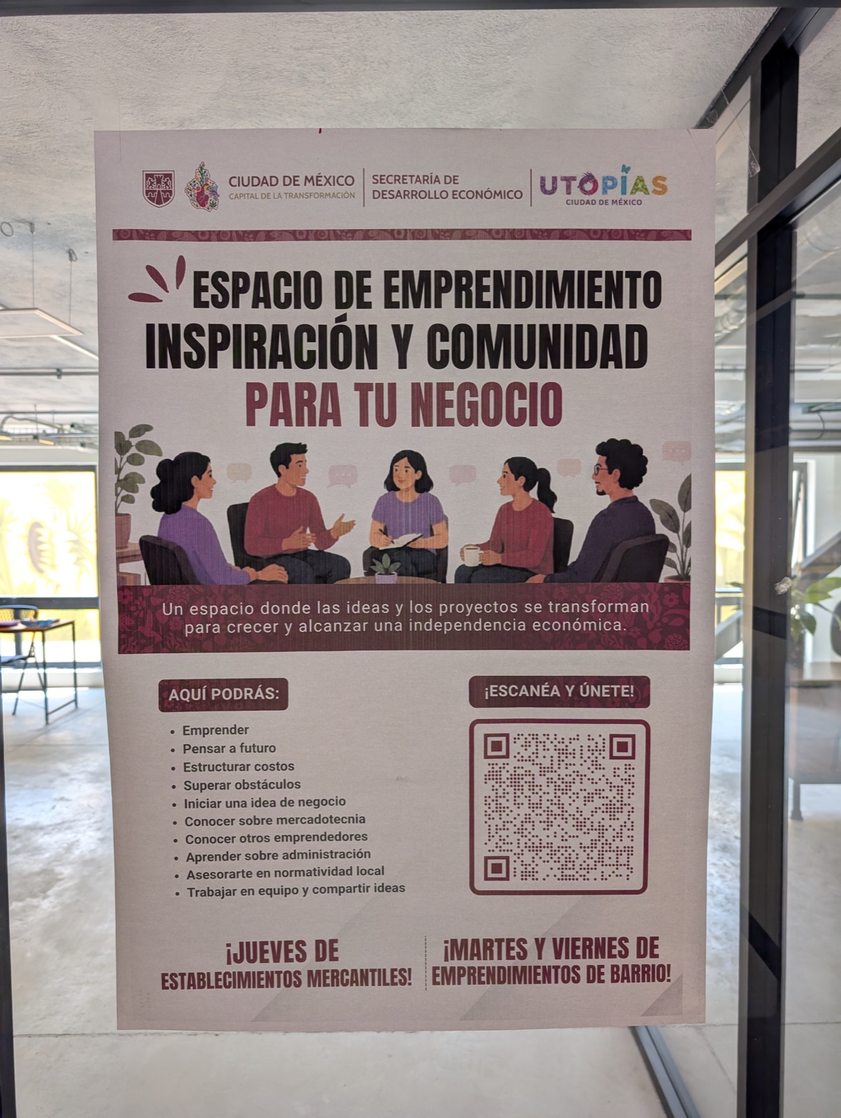Poster for the entrepreneurship space for local businesses